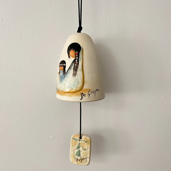 De Grazia Clay Pottery Wind Chime / Bell Indian Woman And Child & Papoose 3D - Picture 11 of 13